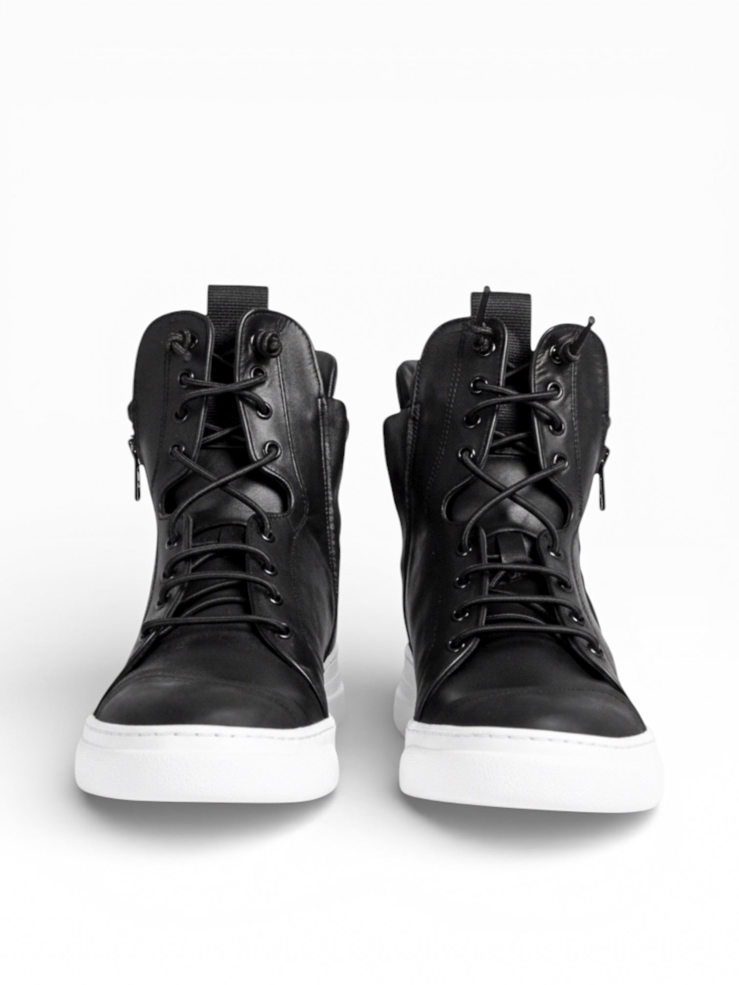 Men's black leather ankle sneaker with double zip - JOSEPH | Bruno
