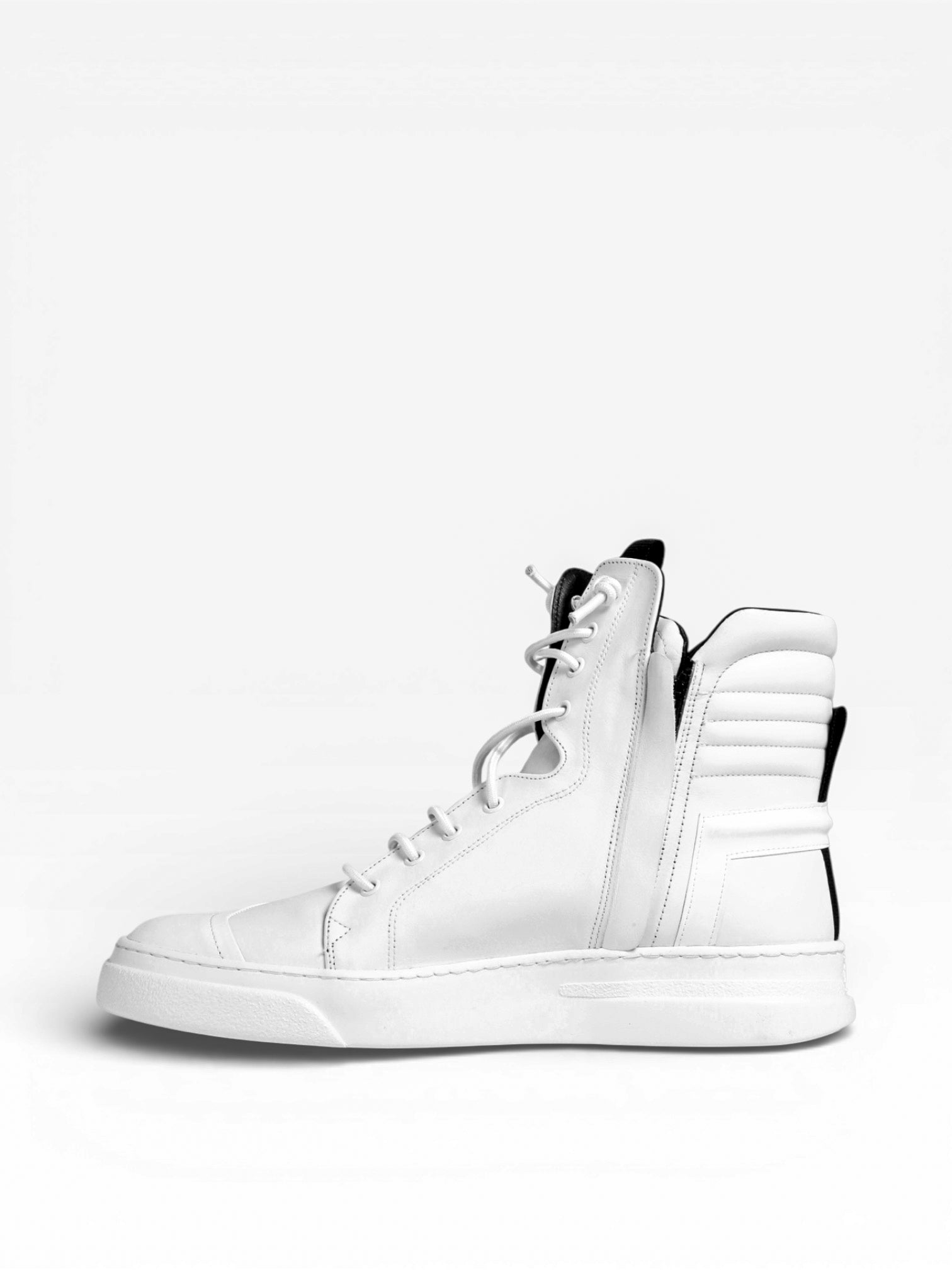 Men's Leather Ankle Sneaker white double zip - JOSEPH | Bruno Bordese