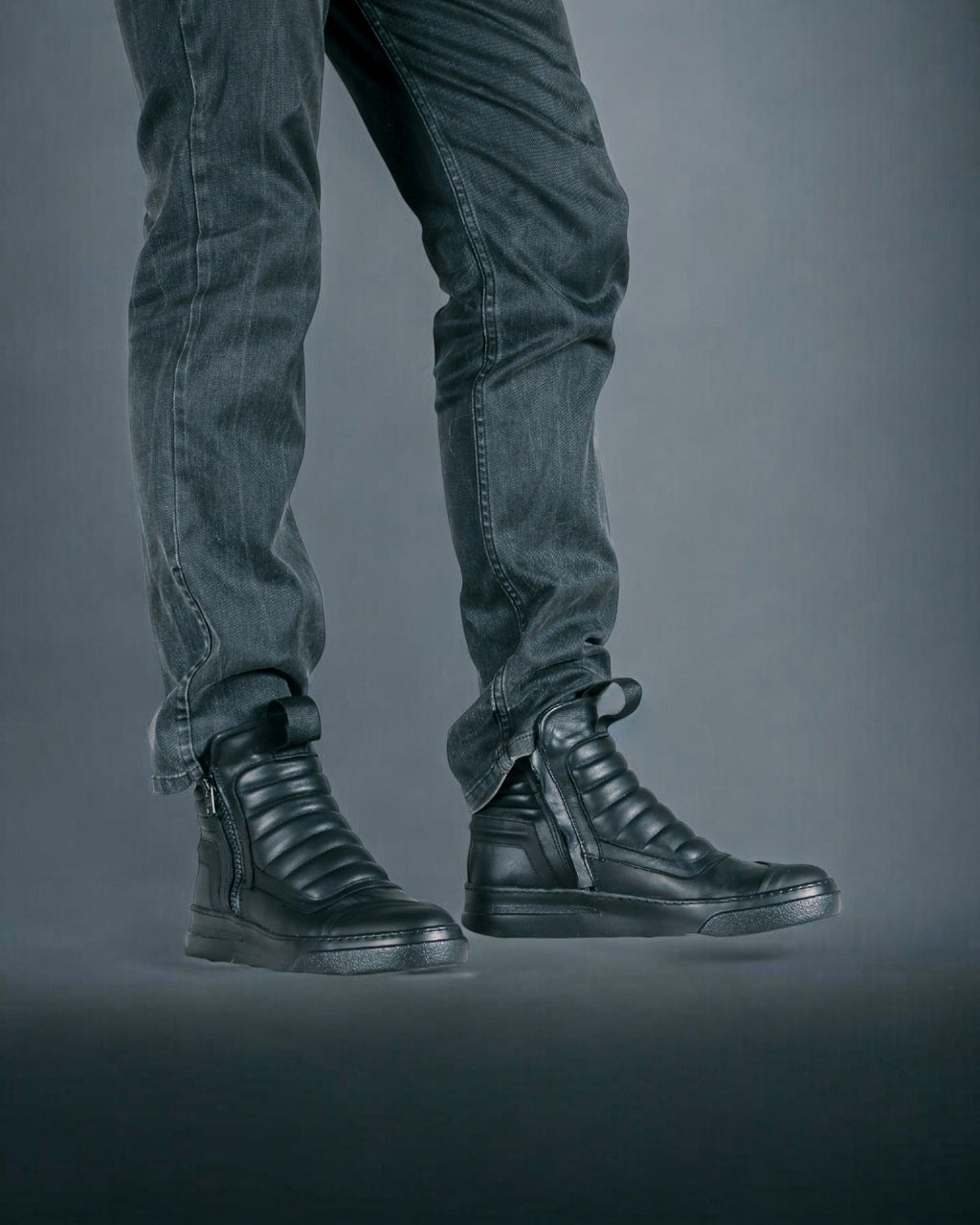 DAMPERZIP - Black leather black sole