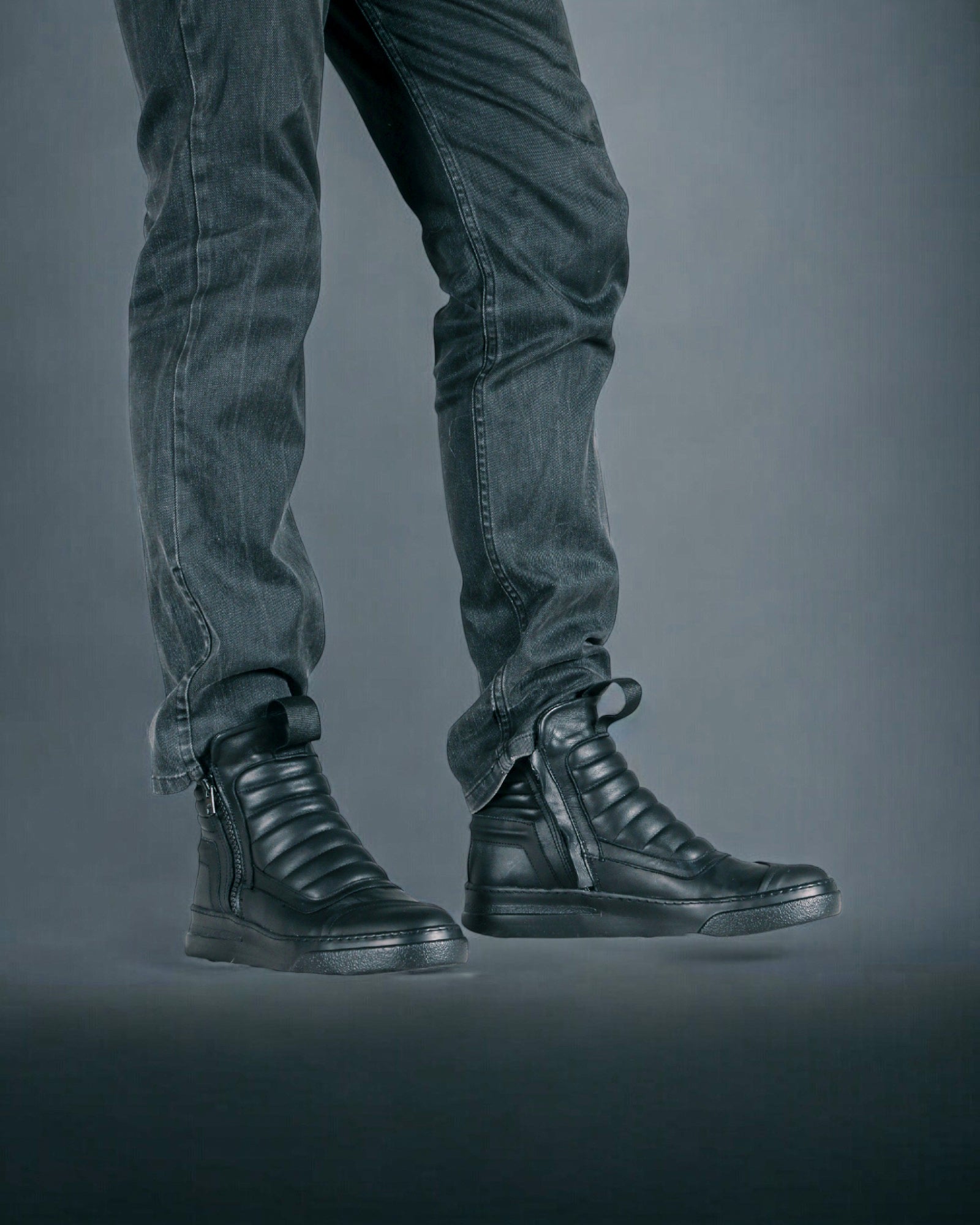 DAMPERZIP - Black leather black sole