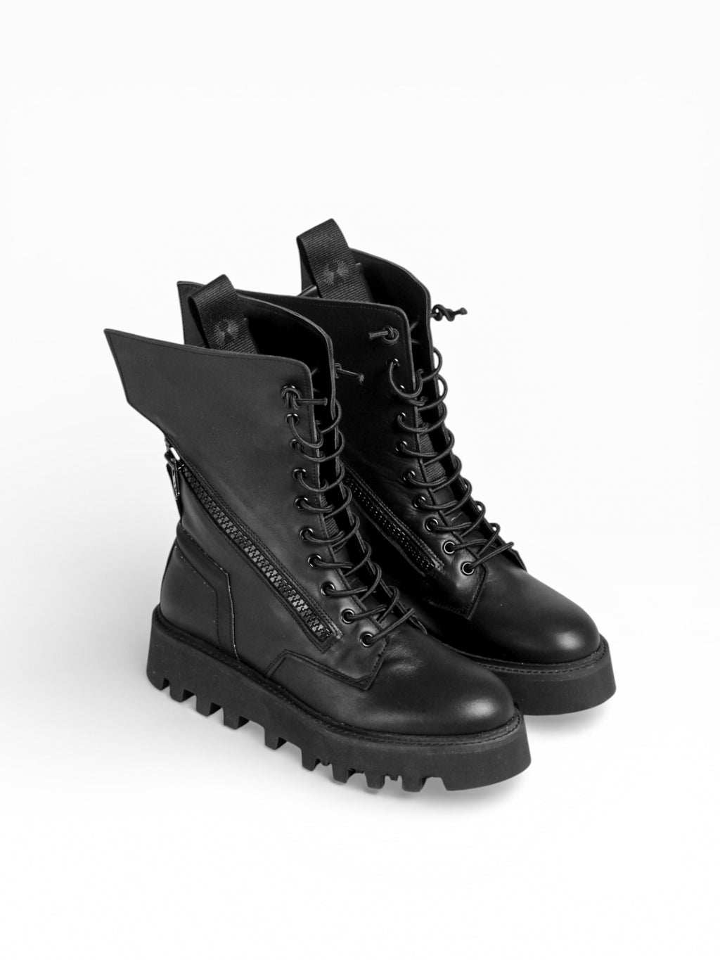 OLYMPE - Black leather black sole