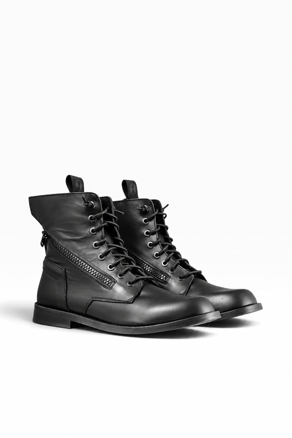 BIC CUOIO – Men’s black leather mid boots with double zip and leather sole