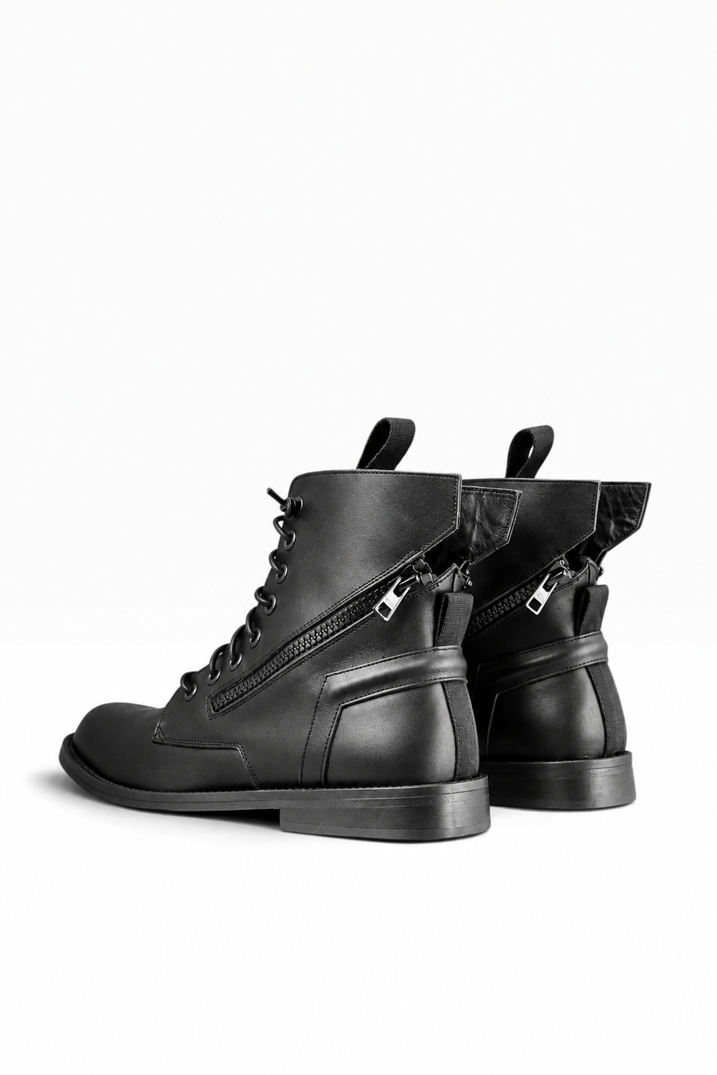 BIC CUOIO – Men’s black leather mid boots with double zip and leather sole