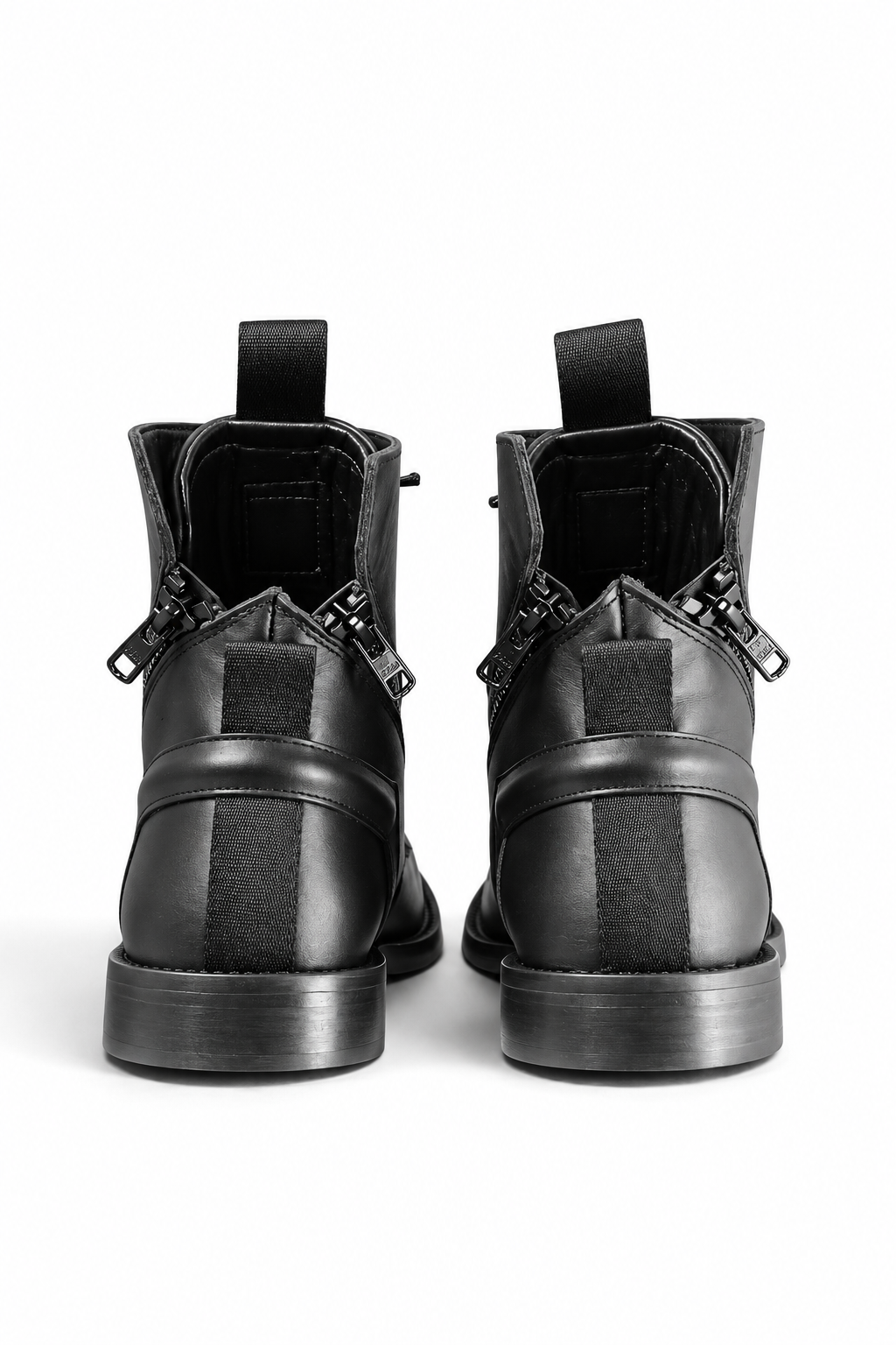 BIC CUOIO – Men’s black leather mid boots with double zip and leather sole