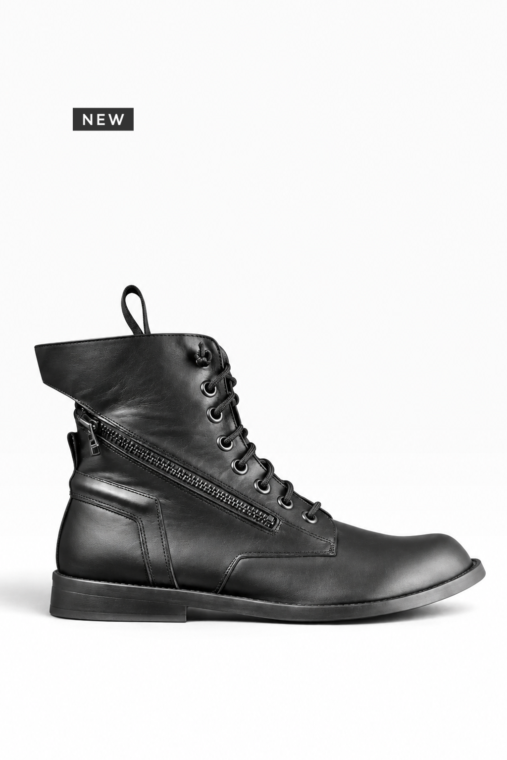 BIC CUOIO – Men’s black leather mid boots with double zip and leather sole