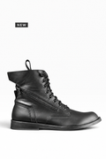 BIC CUOIO – Men’s black leather mid boots with double zip and leather sole