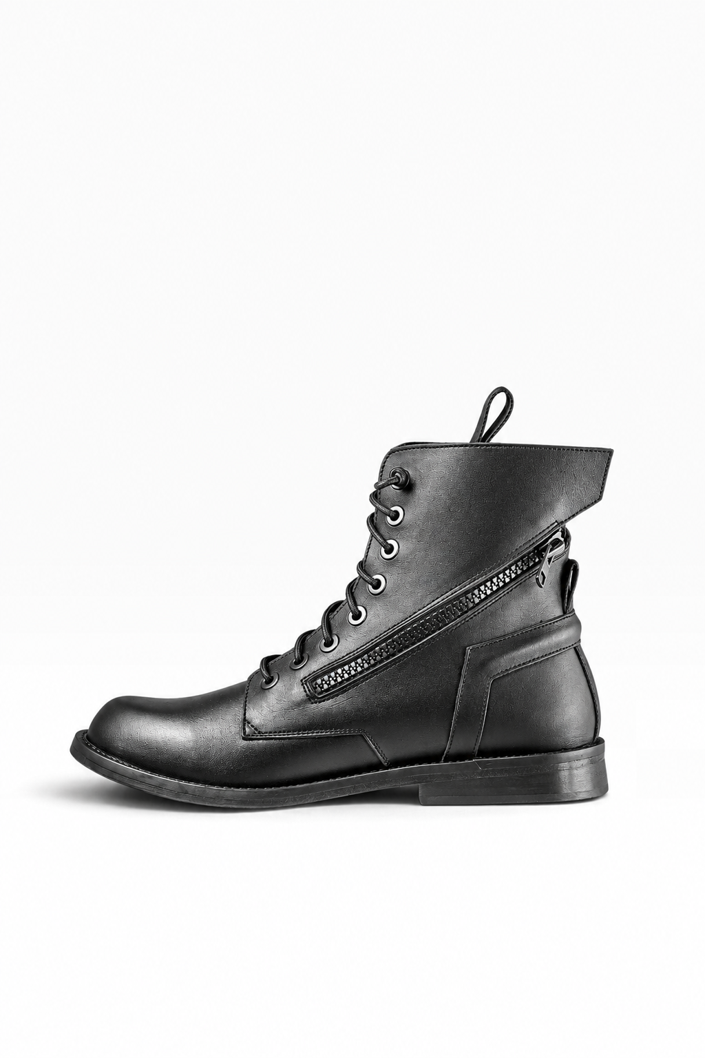BIC CUOIO – Men’s black leather mid boots with double zip and leather sole