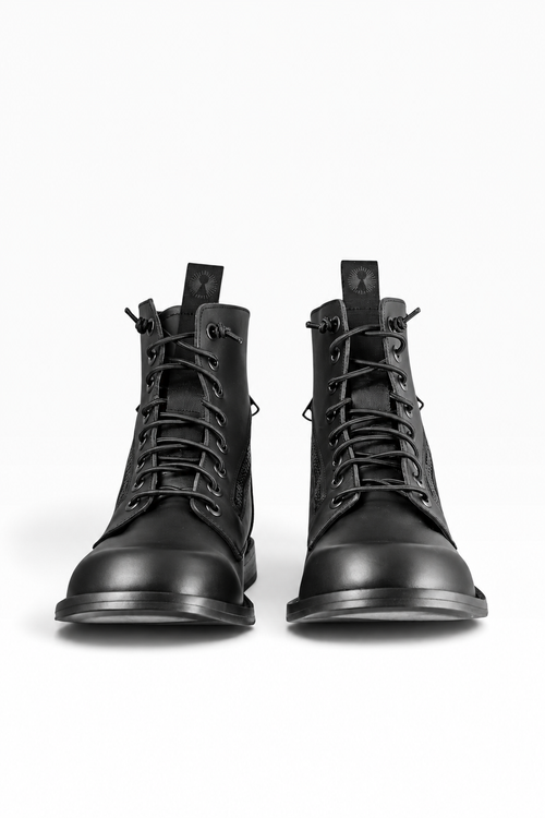 BIC CUOIO – Men’s black leather mid boots with double zip and leather sole