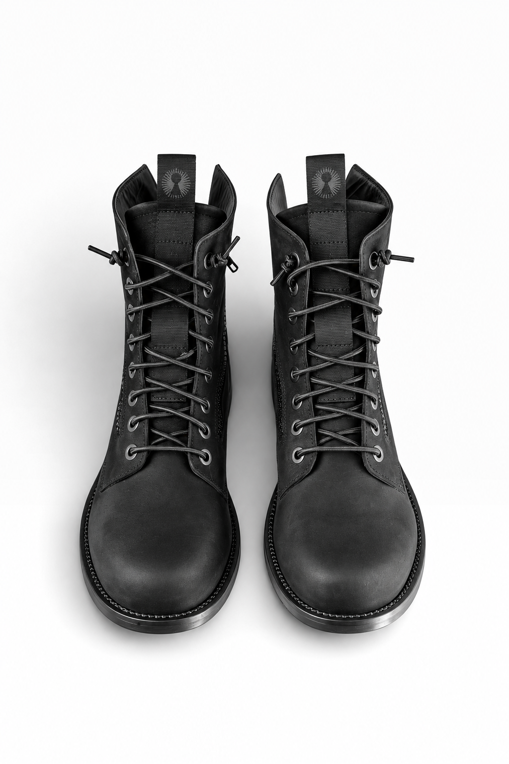 BIC CUOIO -  Mid boots uomo in nabuk nera con doppia zip fondo cuoio