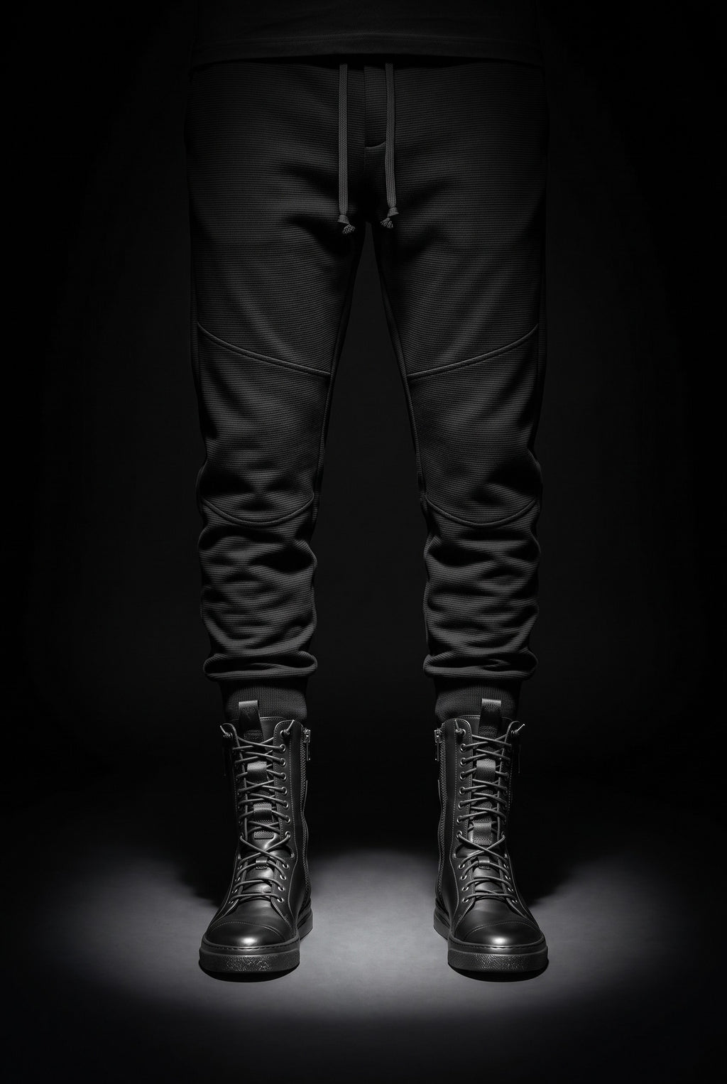BOX – Sneaker stivaletto in pelle nera fondo nero