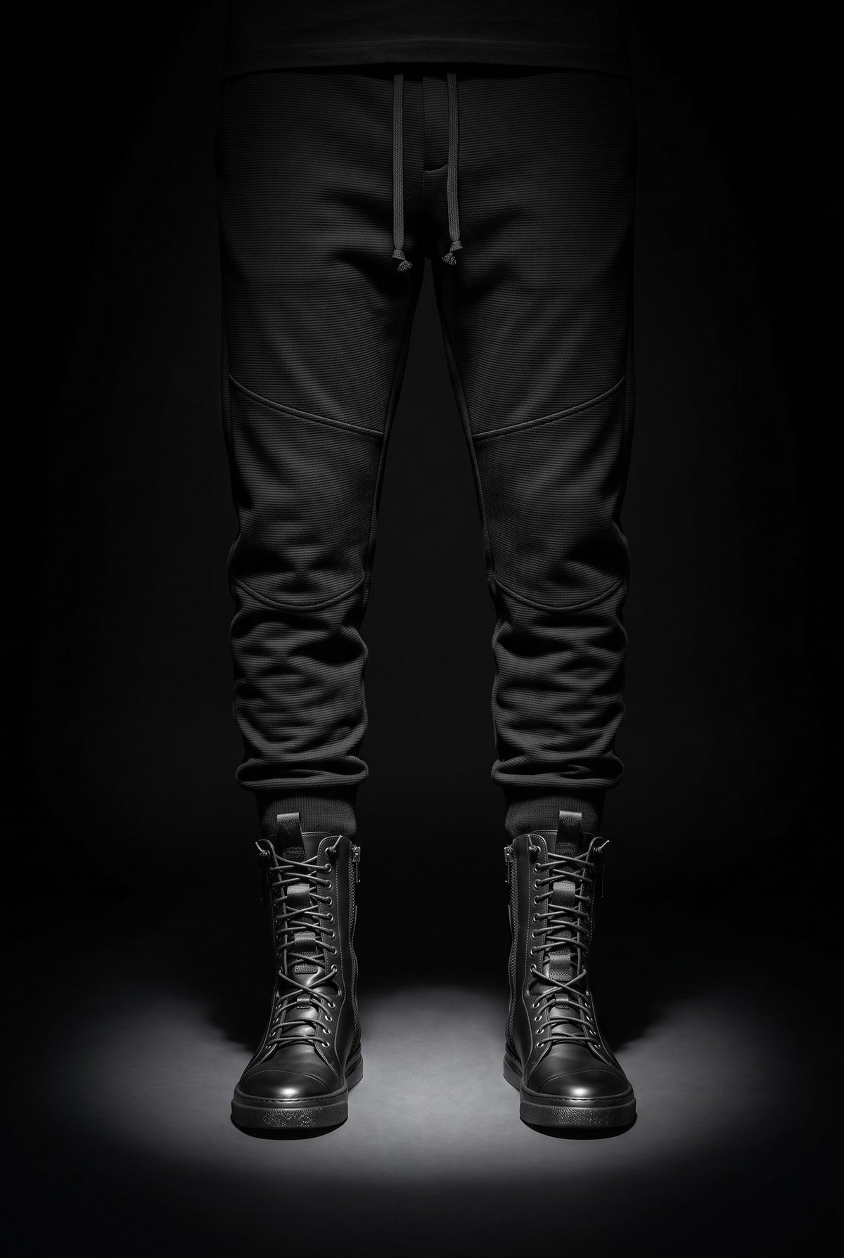 BOX – Sneaker stivaletto in pelle nera fondo nero