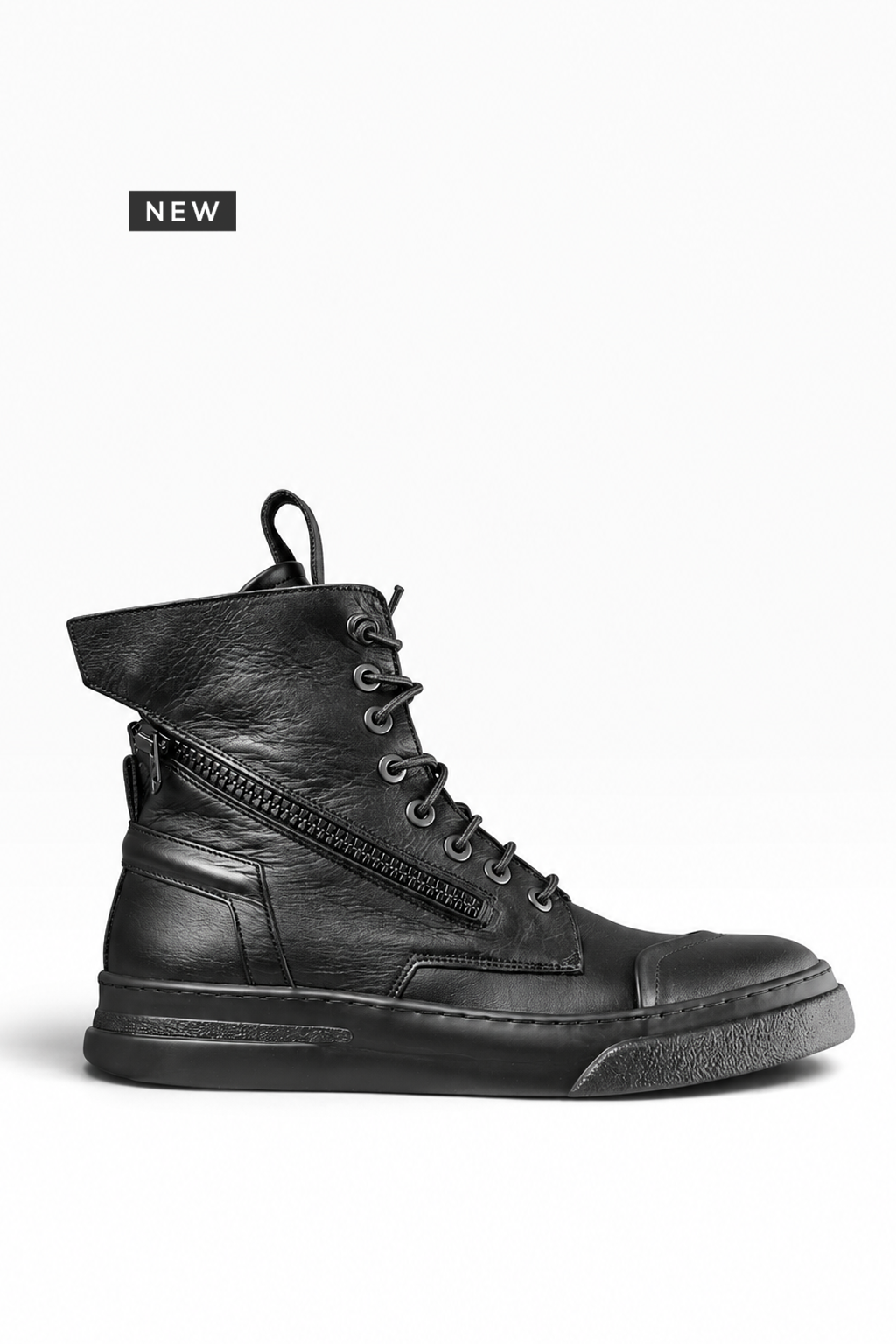 BREAK – Stivaletto uomo in pelle nera con doppia zip