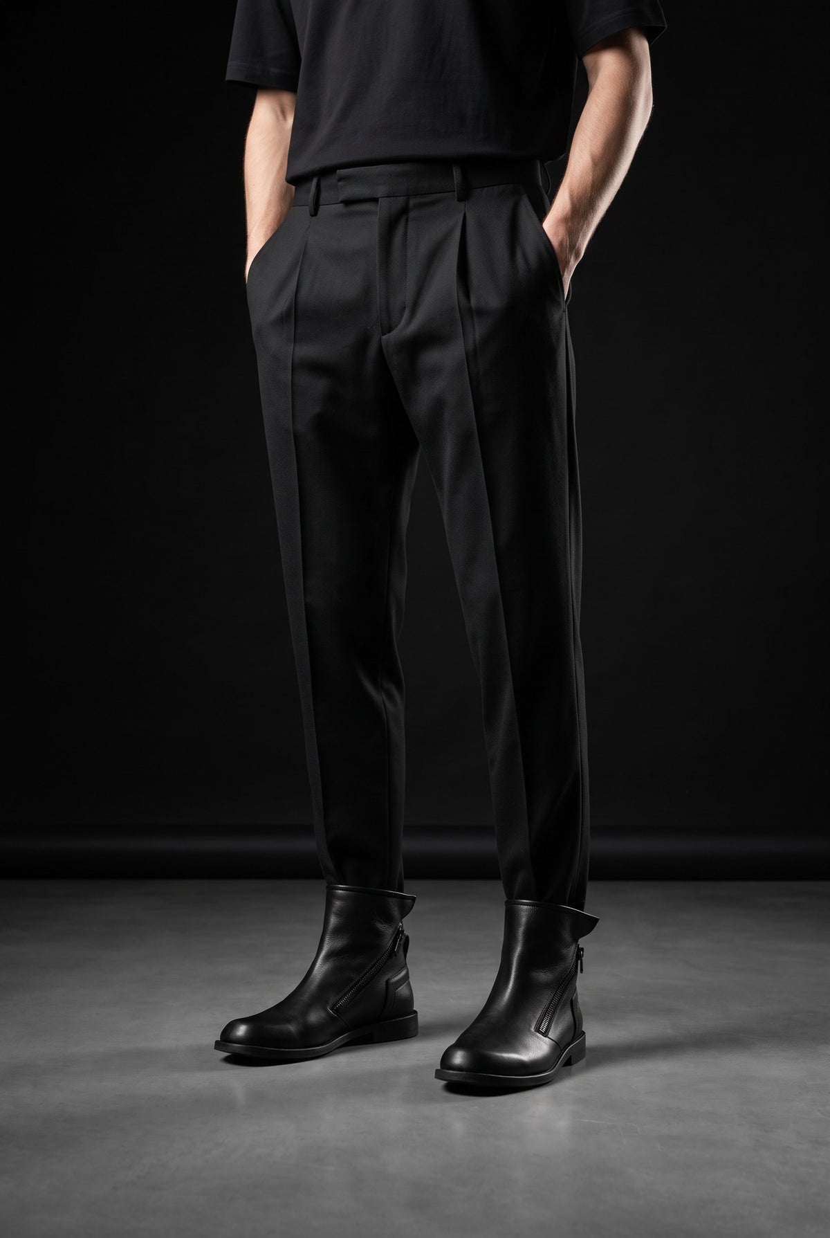 BULK – Black Leather Ankle Boots with Leather Sole