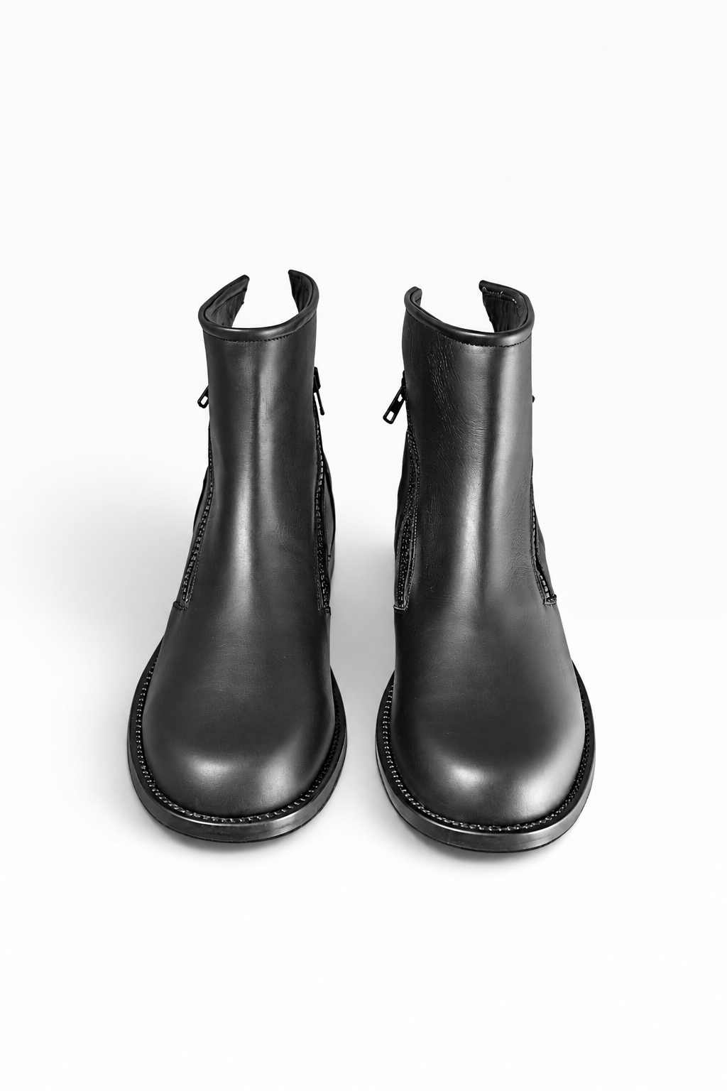 BULK – Schwarzer Lederstiefel mit Ledersohle
