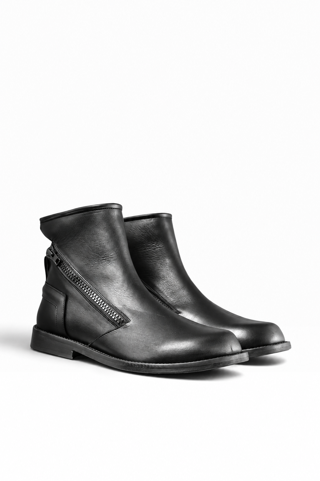BULK – Schwarzer Lederstiefel mit Ledersohle