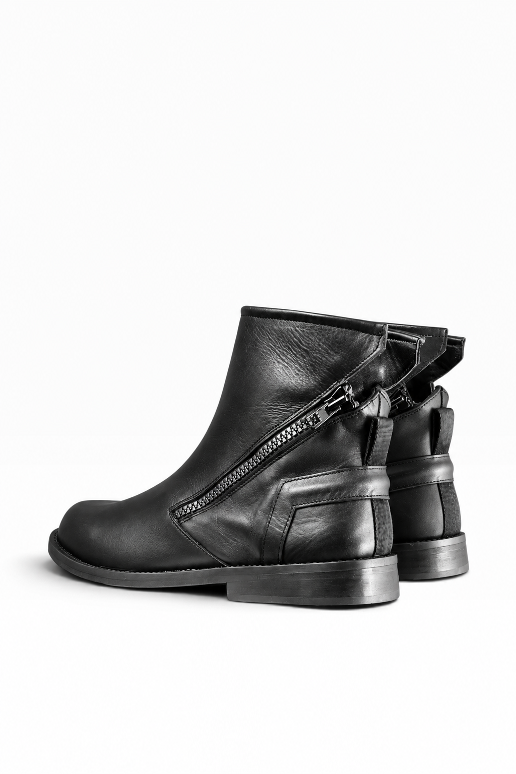 BULK – Schwarzer Lederstiefel mit Ledersohle