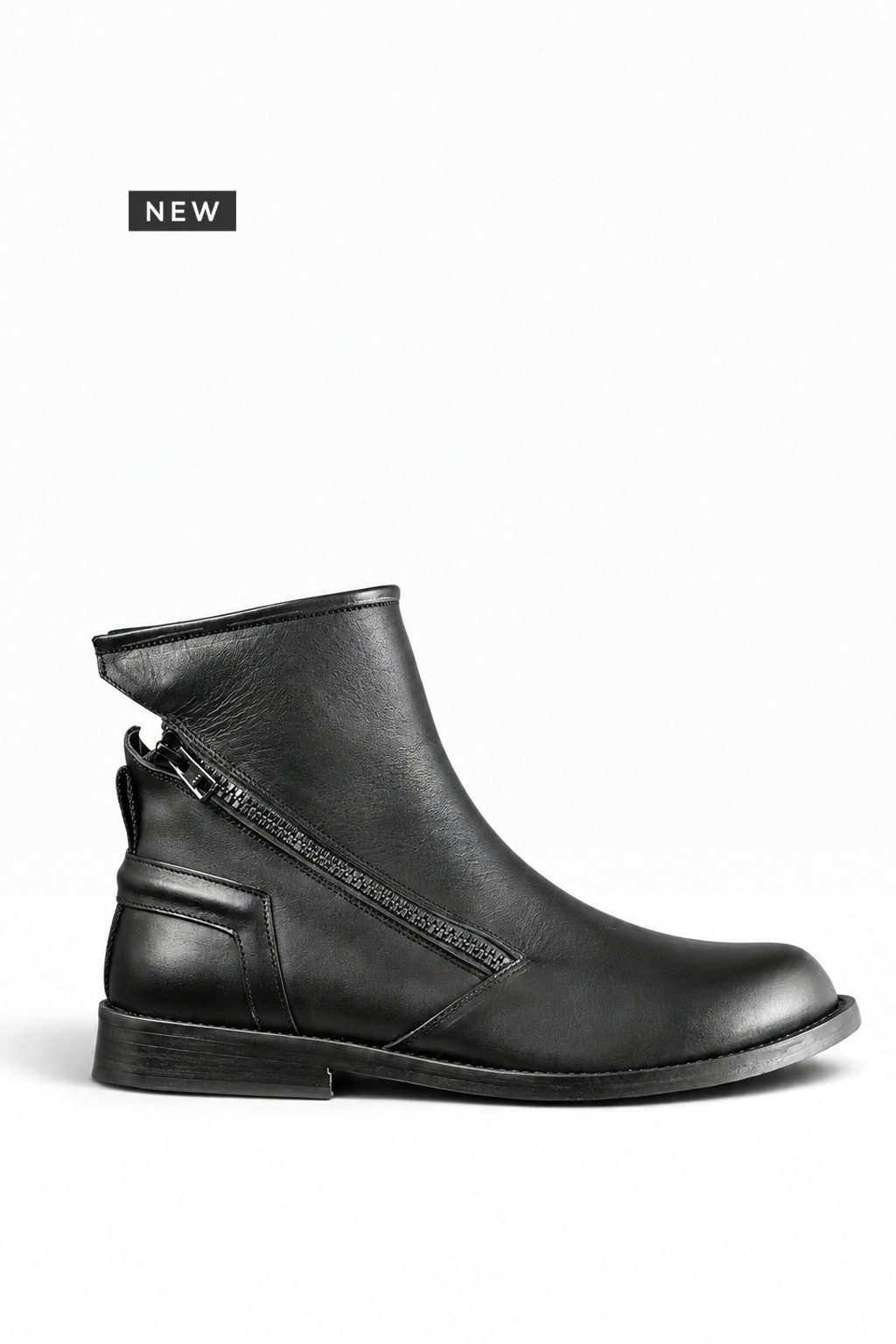 BULK – Schwarzer Lederstiefel mit Ledersohle