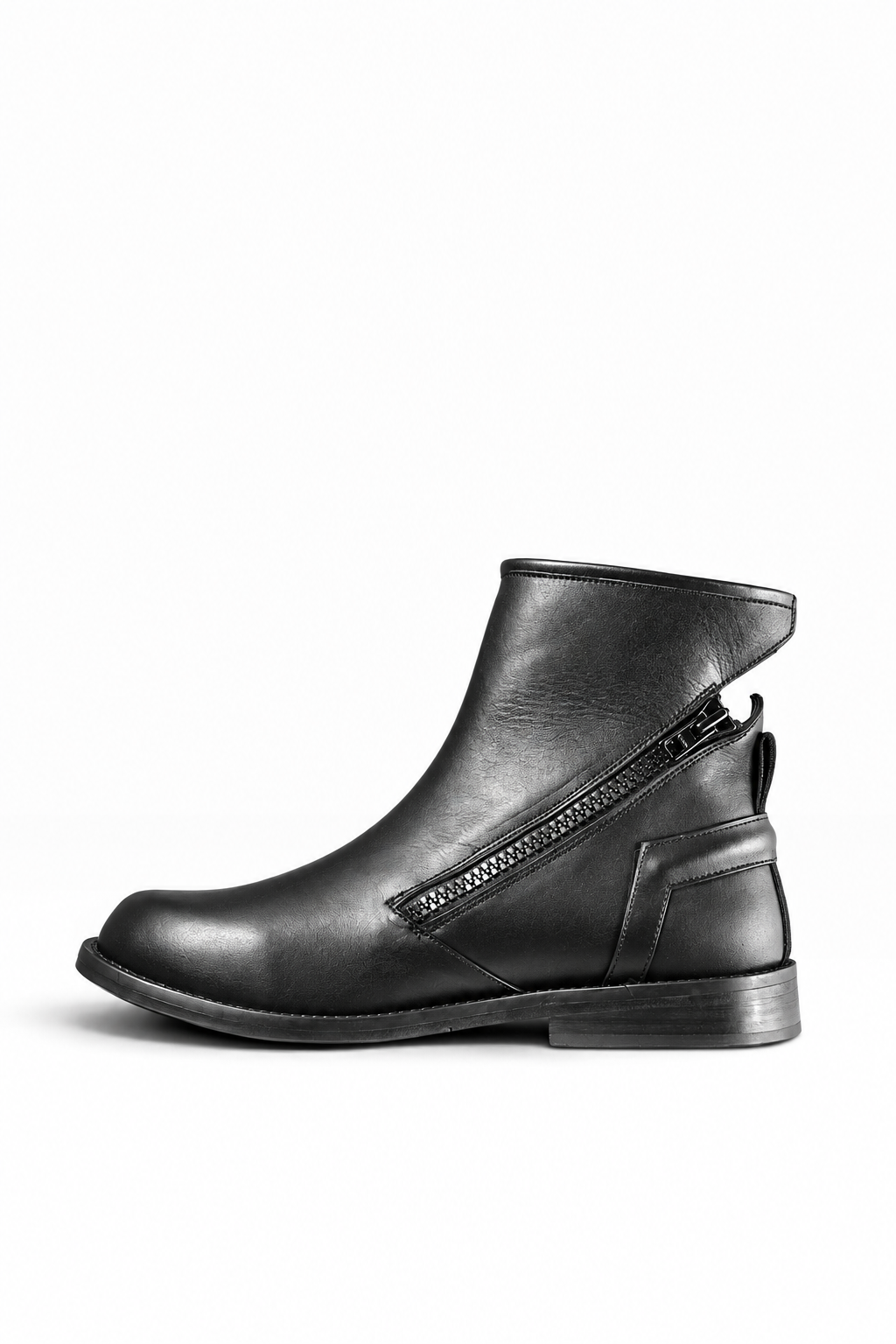 BULK – Schwarzer Lederstiefel mit Ledersohle