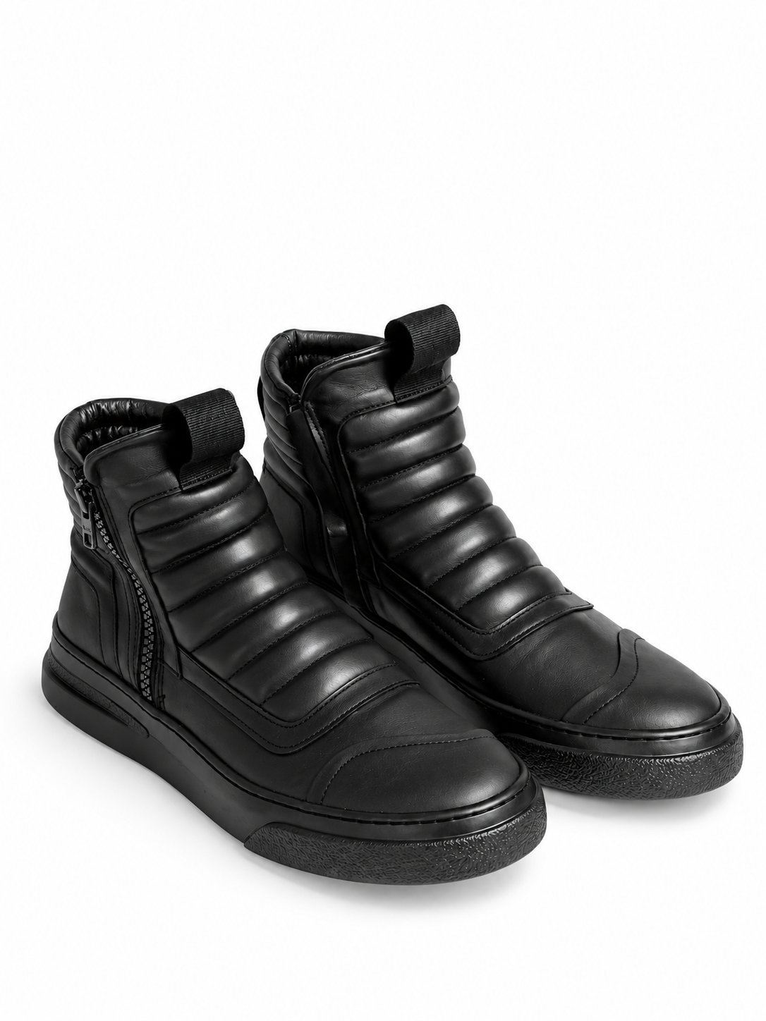 DAMPERZIP  Sneaker uomo pelle nera fondo nero