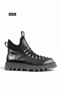 CROUD – Stivaletto mountain pelle nera suola carrarmato