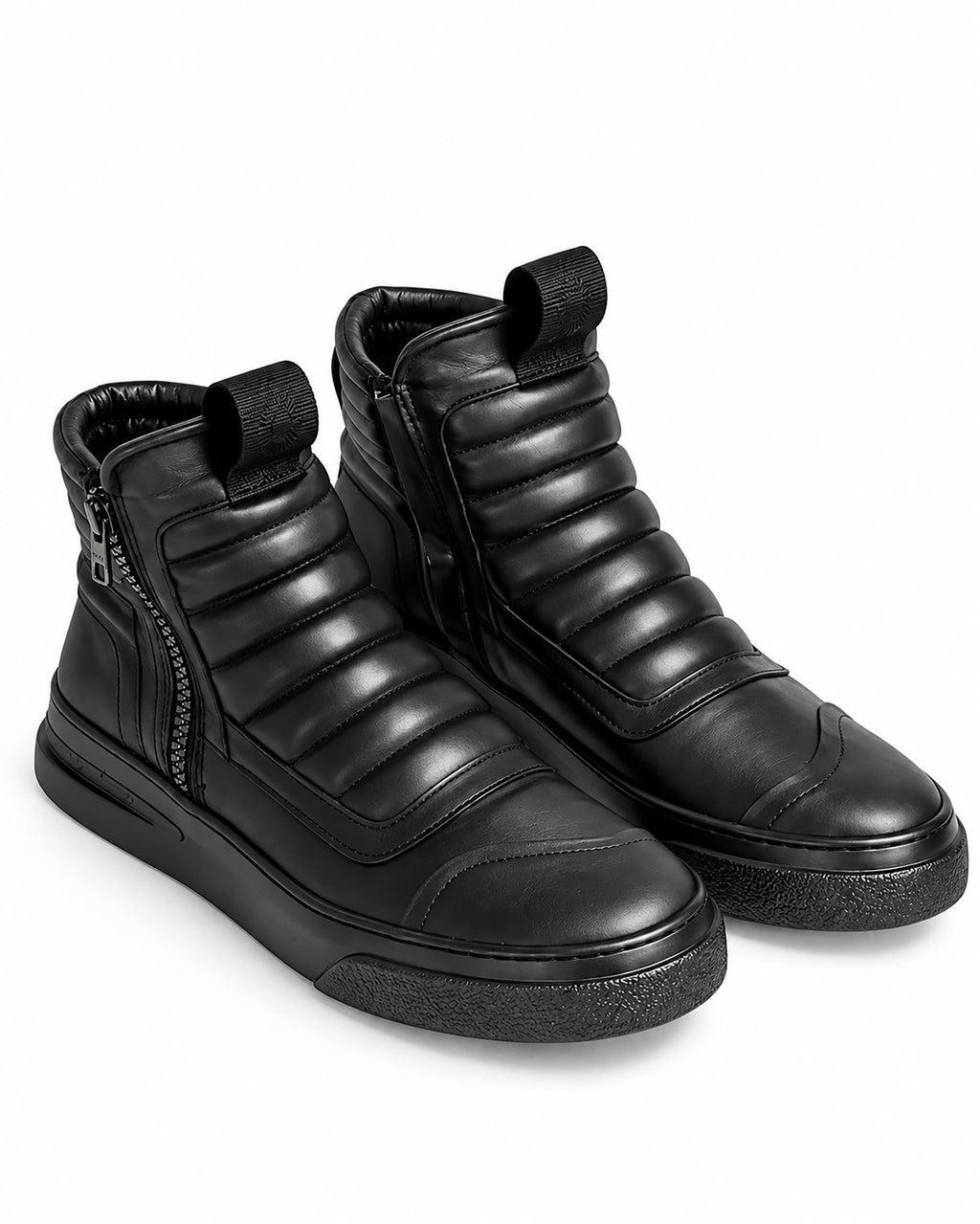 DAMPERZIP  Sneaker uomo pelle nera fondo nero