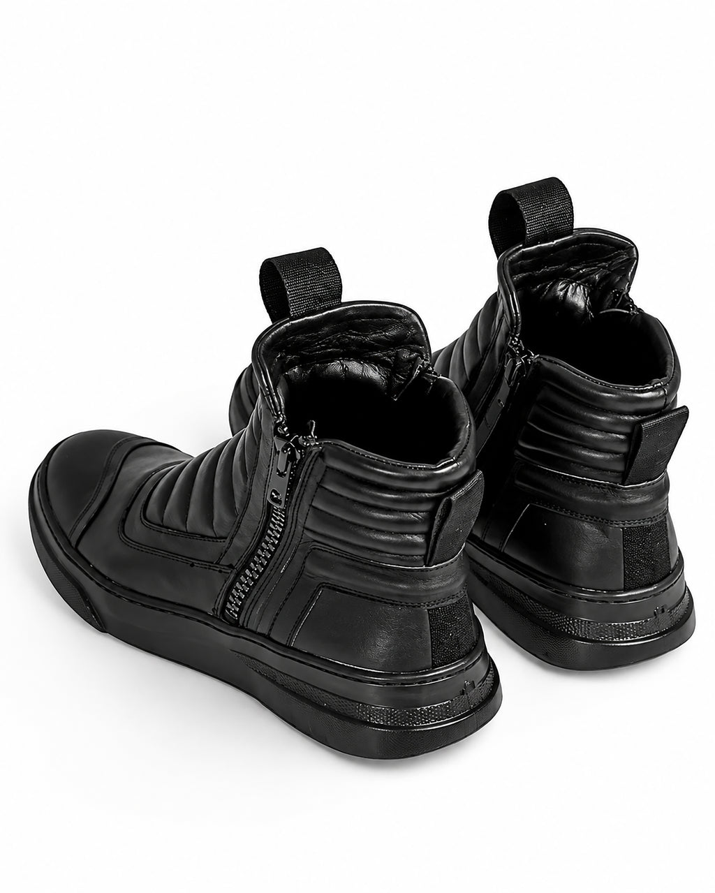 DAMPERZIP  Sneaker uomo pelle nera fondo nero