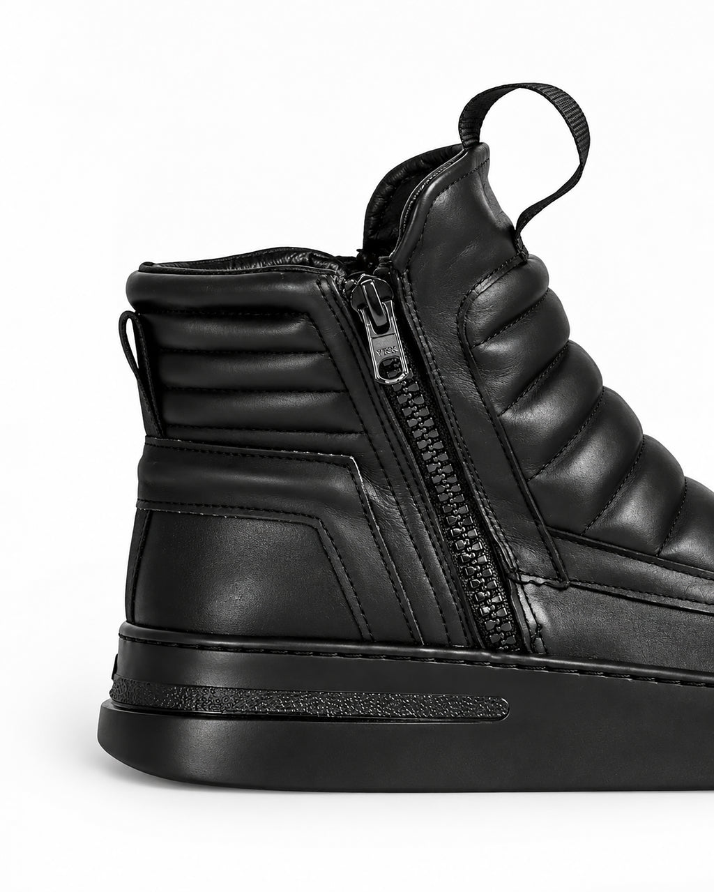 DAMPERZIP  Sneaker uomo pelle nera fondo nero