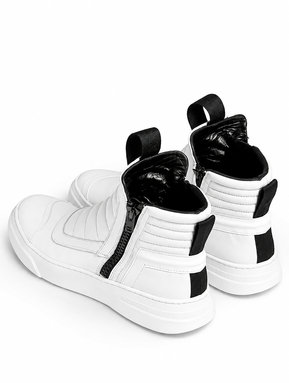 Sneaker uomo doppia zip pelle bianca fondo bianco – DAMPERZIP