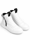 Sneaker uomo doppia zip pelle bianca fondo bianco – DAMPERZIP