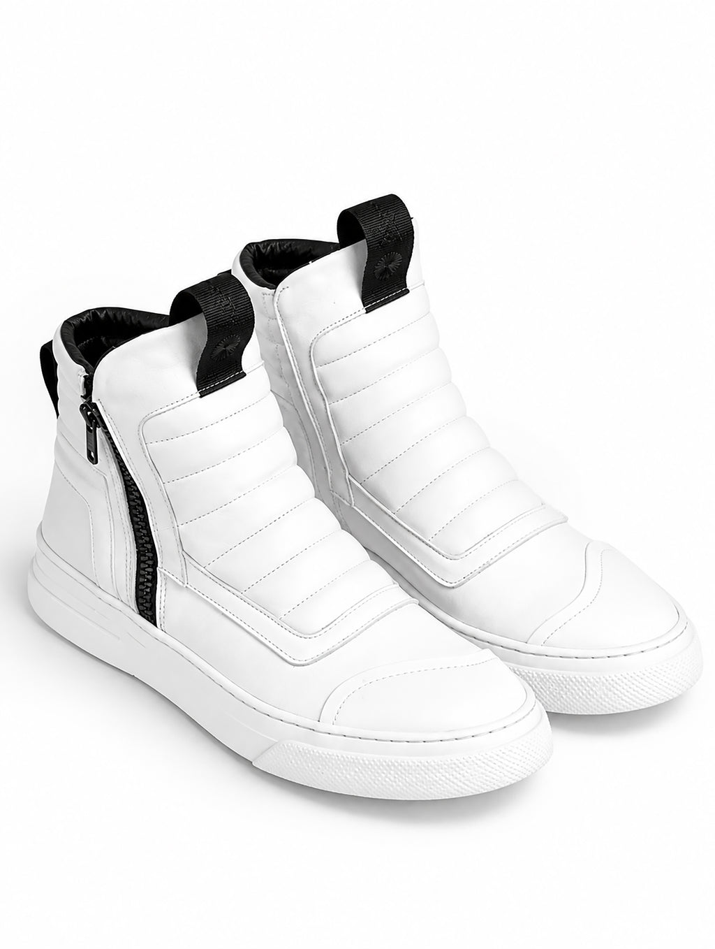 Stivaletto donna pelle bianca doppia zip imbottito - DAMPERZIP