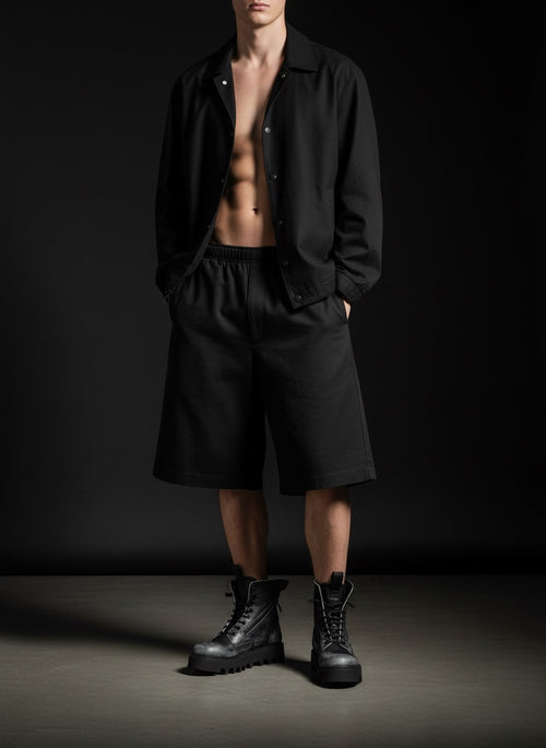 Mid boots uomo in pelle nera asportata con doppia zip fondo nero - DOC