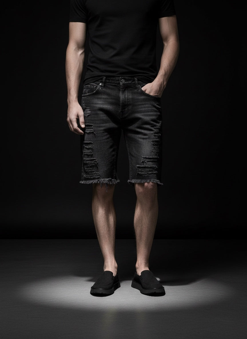 Herren-Loafer aus schwarzem Öko-Suleder mit schwarzem Boden - LOAFER