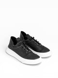 French Slip-on Herren Sneaker aus schwarzem Leder und weißem Boden - GIF