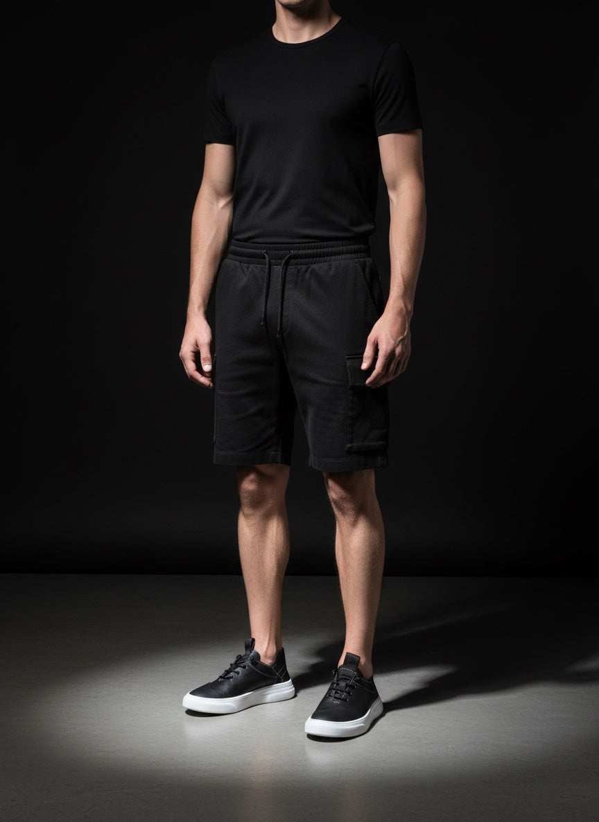 French Slip-on Herren Sneaker aus schwarzem Leder und weißem Boden - GIF