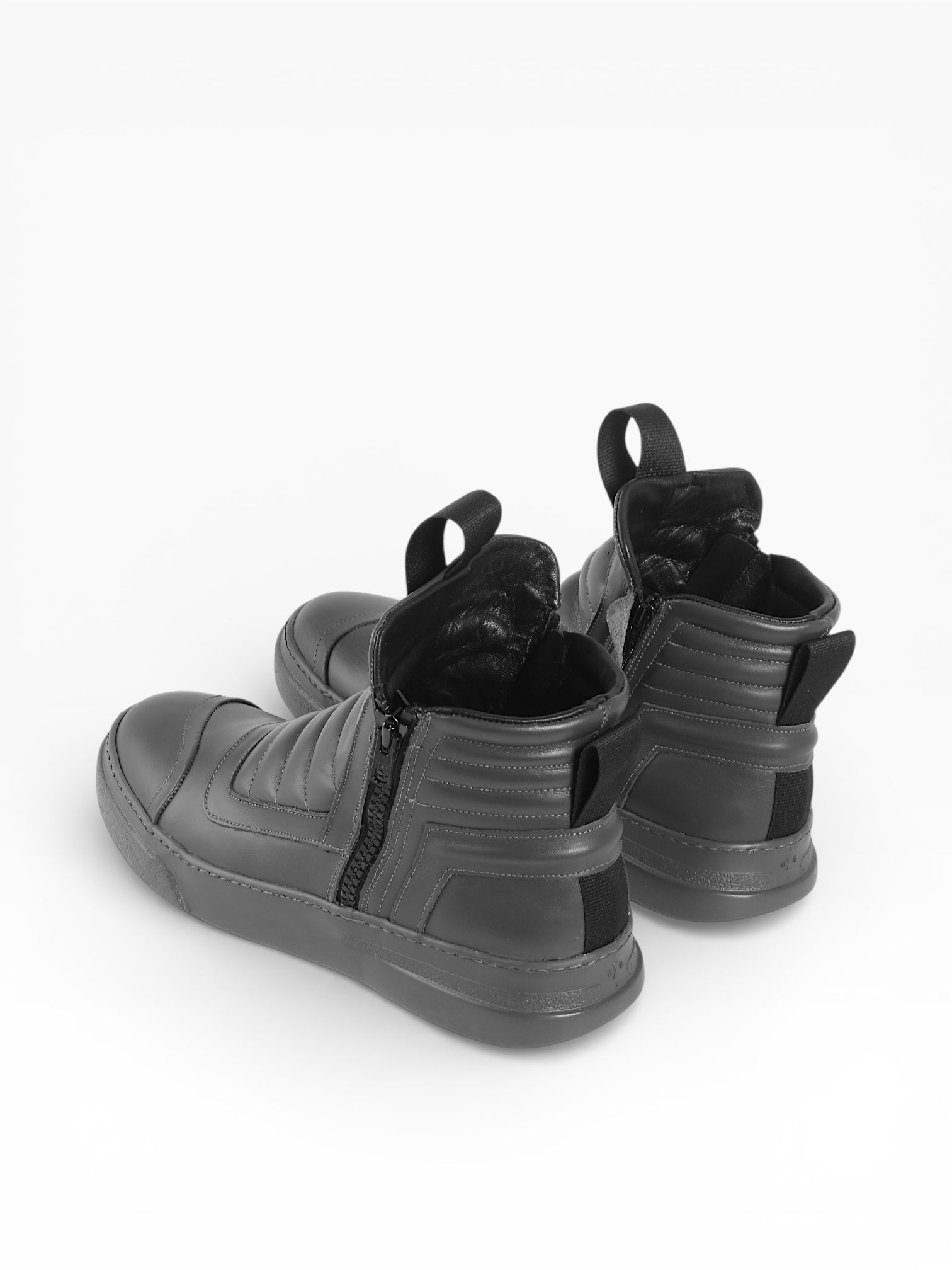Men's grey leather sneaker with double zip - DAMPERZIP | Bruno Bordese