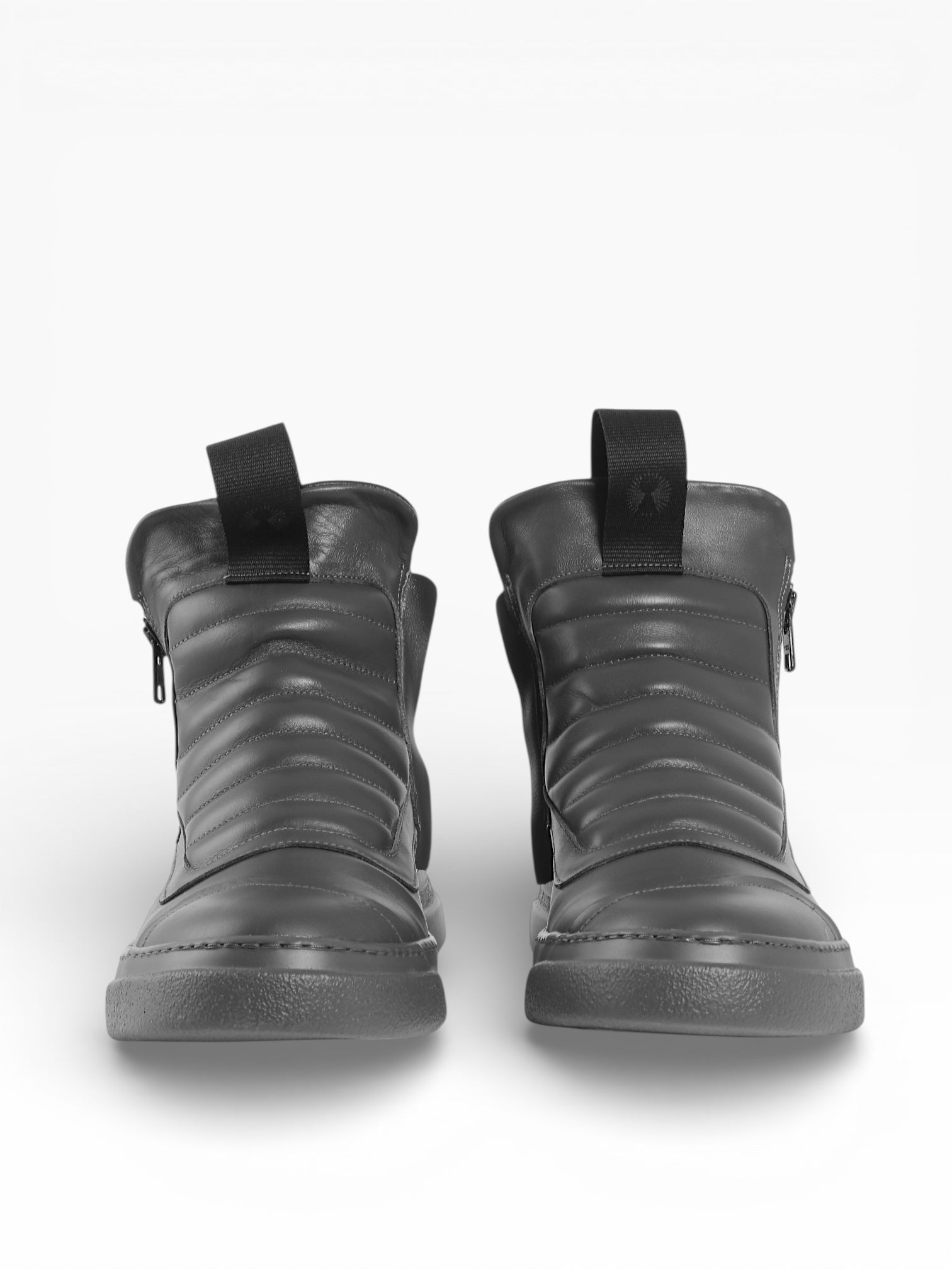Men's grey leather sneaker with double zip - DAMPERZIP | Bruno Bordese