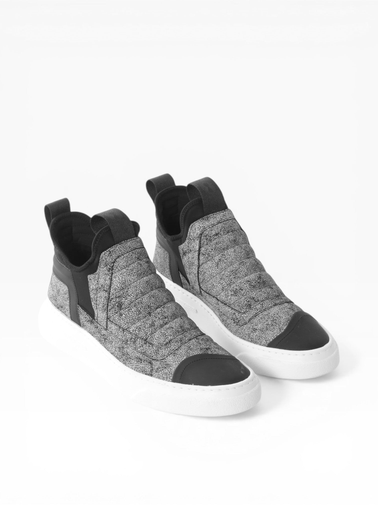 Sneaker slip on uomo in pelle craclè  fondo bianco - DAMPER