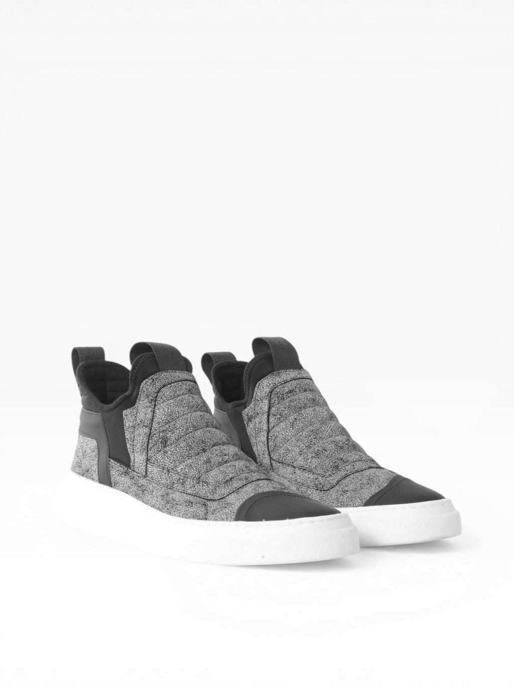 Sneaker slip on uomo in pelle craclè  fondo bianco - DAMPER