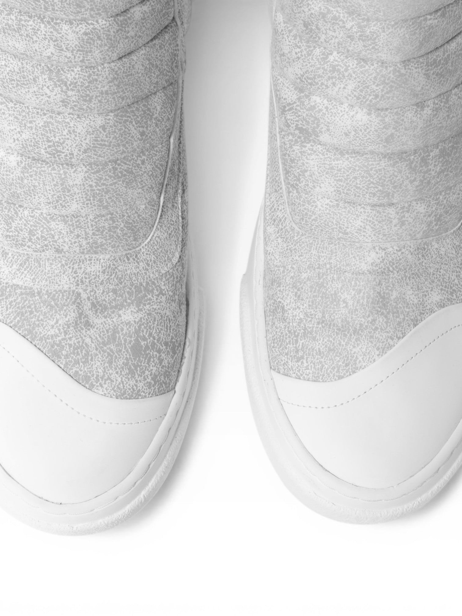 Men's mid boots sneaker in reflective craclé leather with double zip white bottom - DAMPERZIP