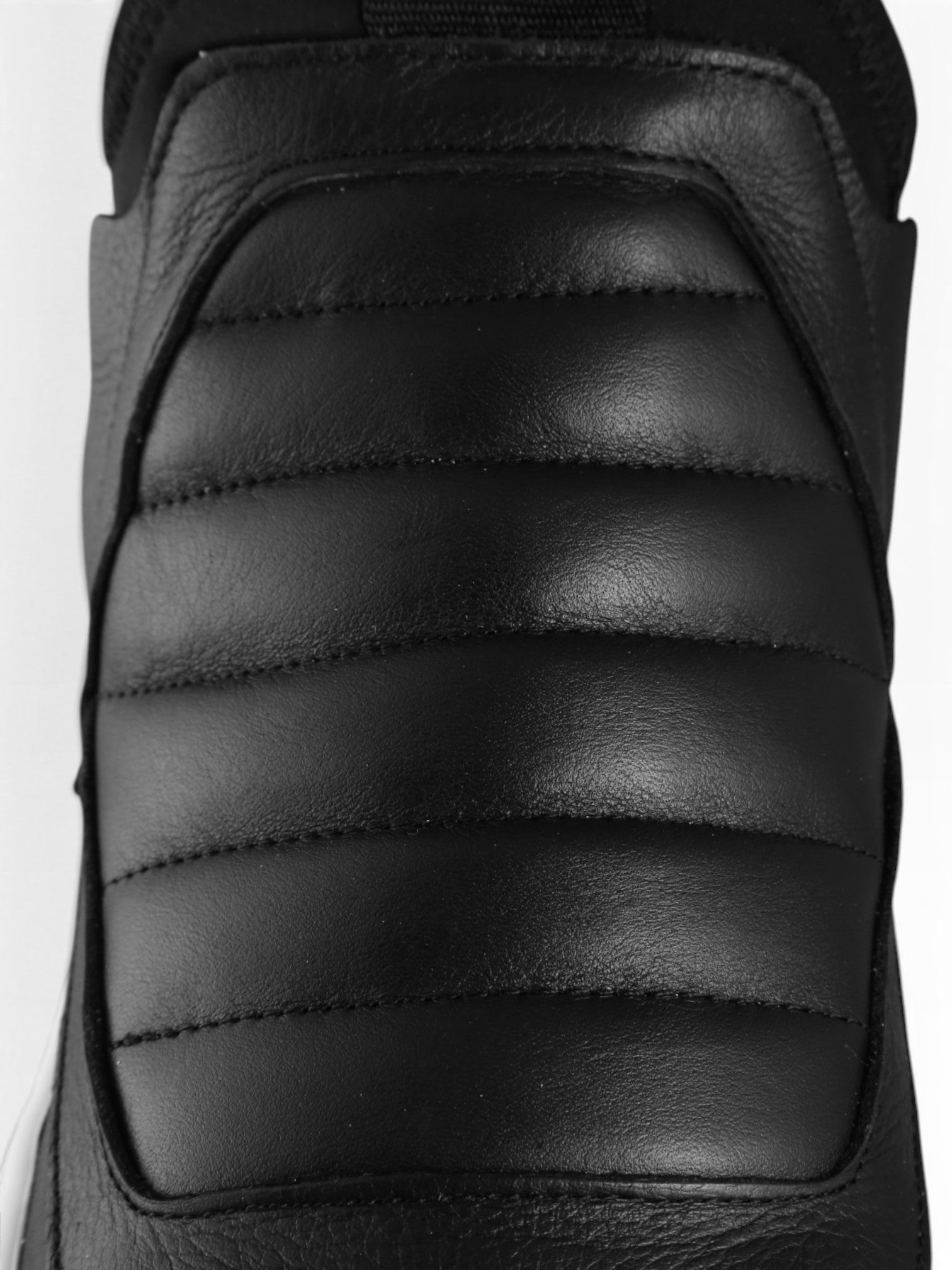 Men's black leather slip-on sneaker with white bottom - DAMPER