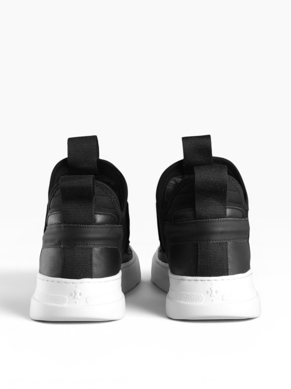 Men's black leather slip-on sneaker with white bottom - DAMPER
