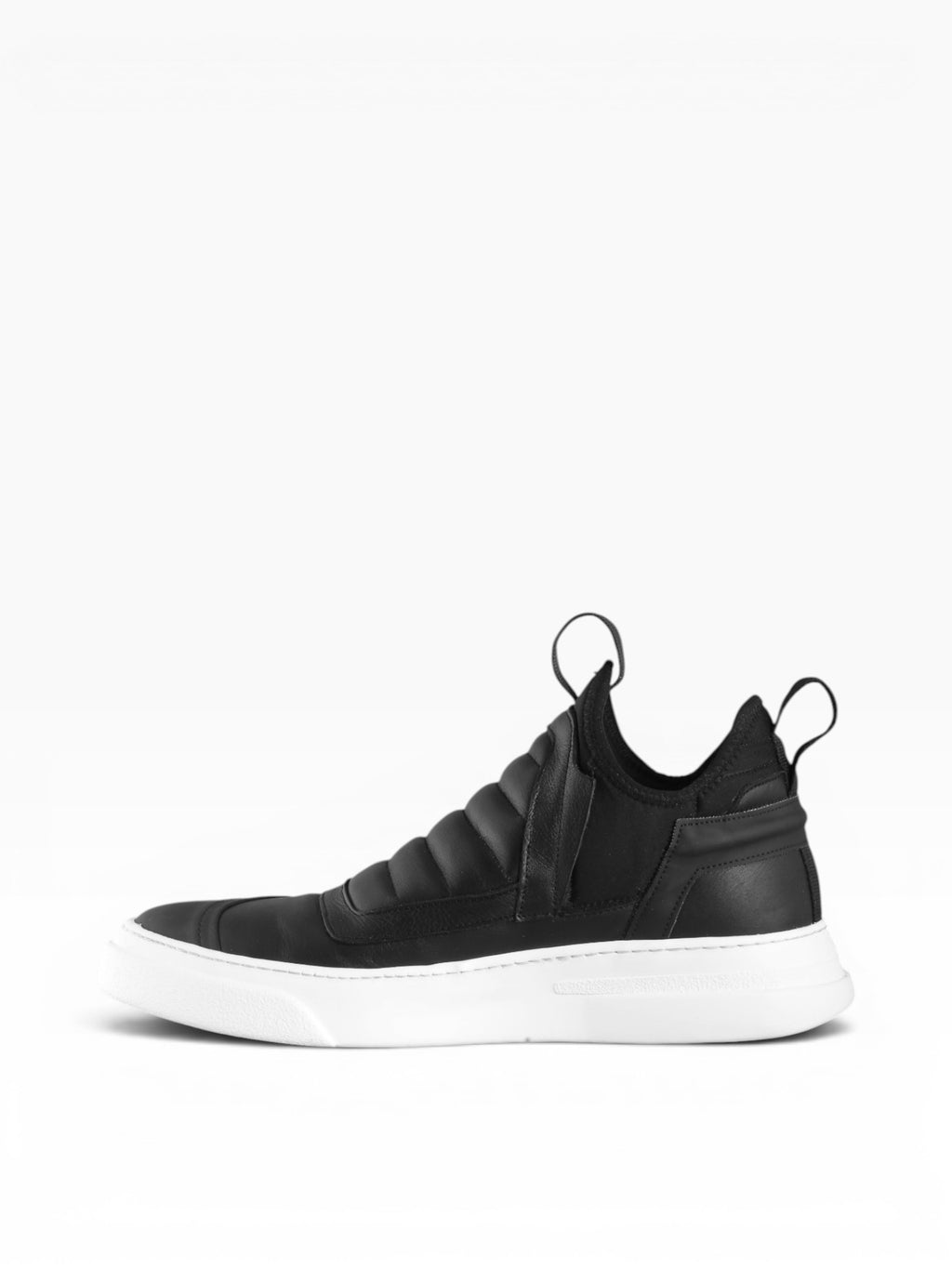Men's black leather slip-on sneaker with white bottom - DAMPER
