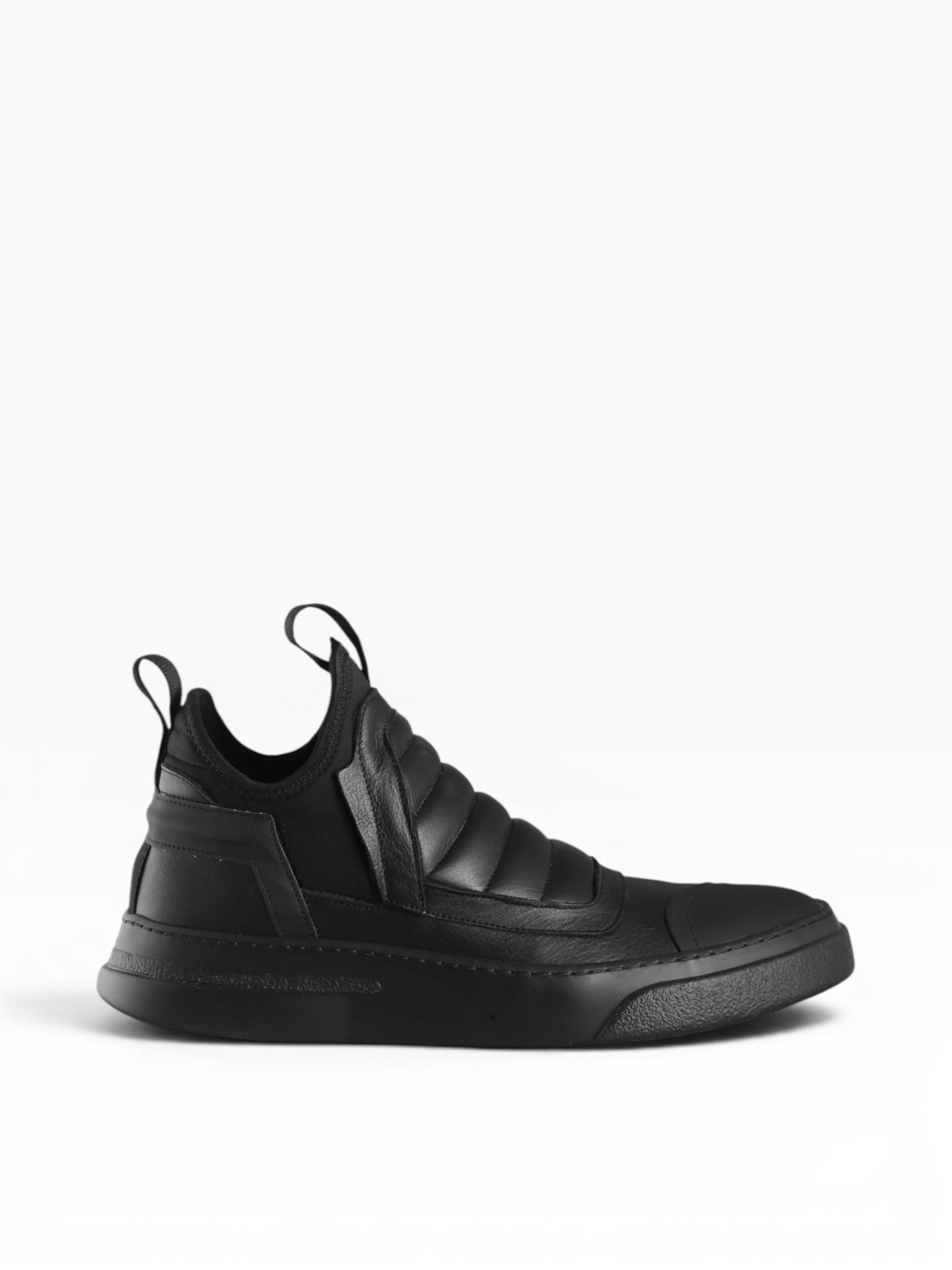 Sneaker slip on uomo in pelle nera fondo nero - DAMPER
