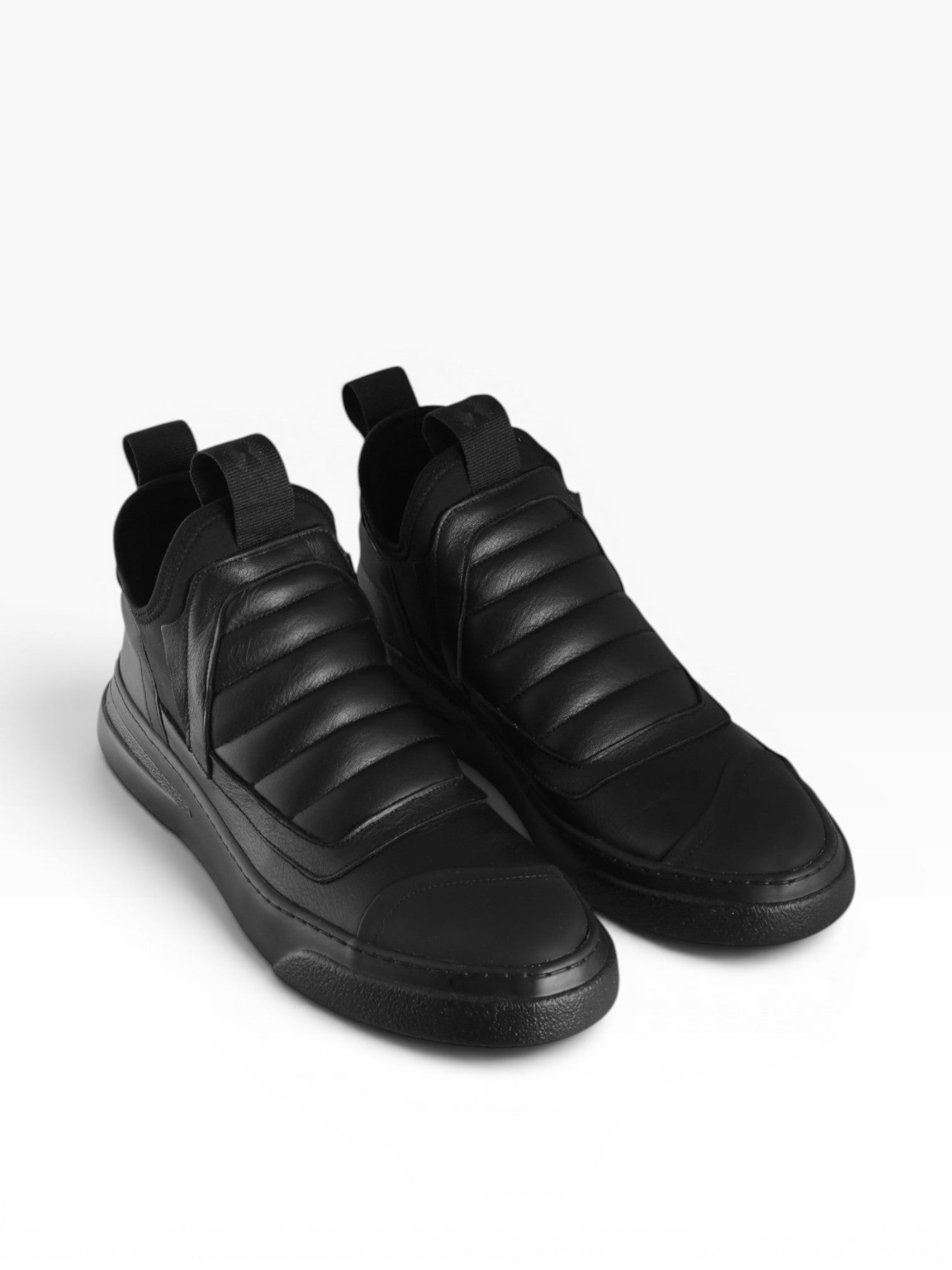 Sneaker slip on uomo in pelle nera fondo nero - DAMPER