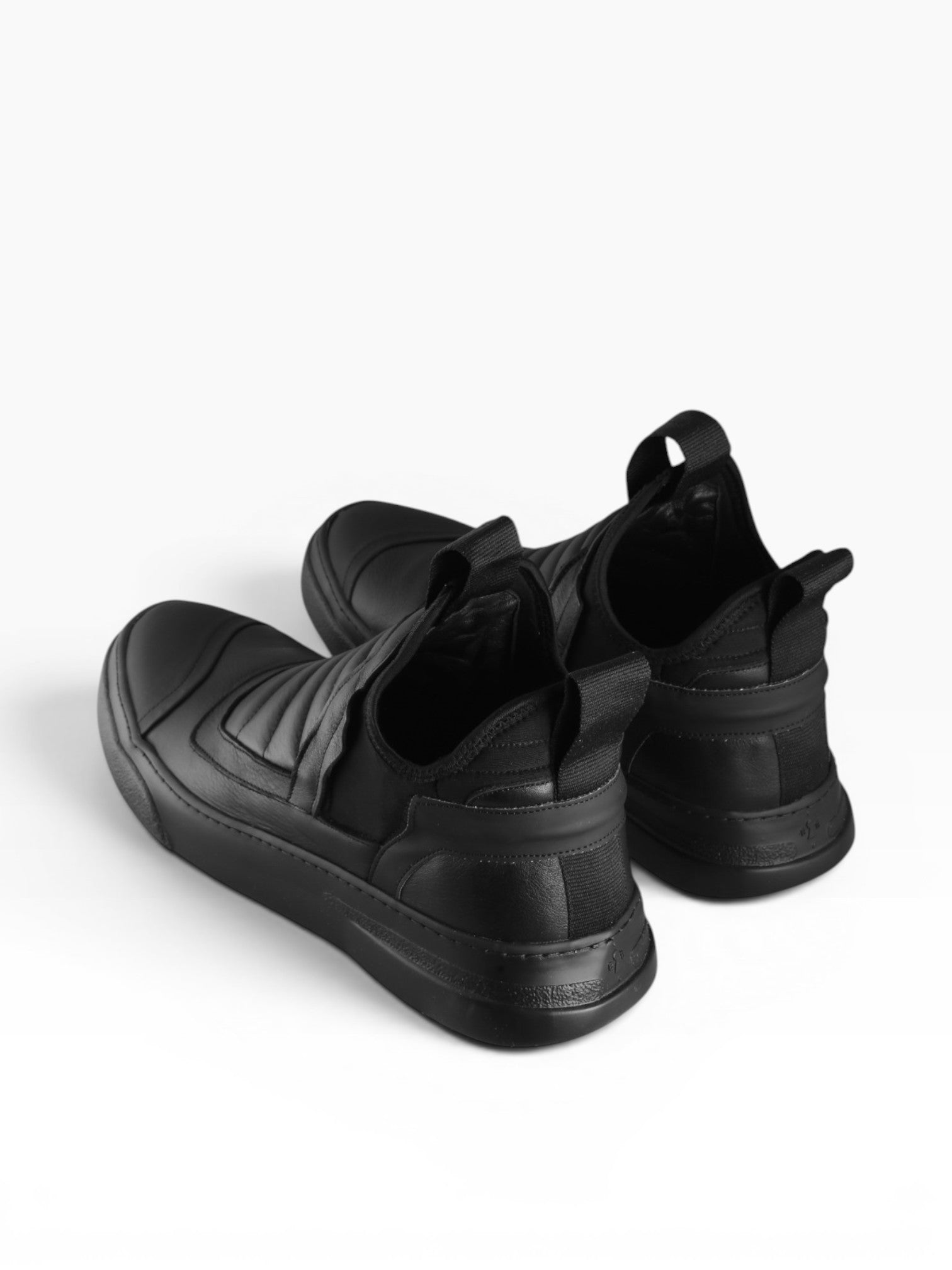 Sneaker slip on uomo in pelle nera fondo nero - DAMPER
