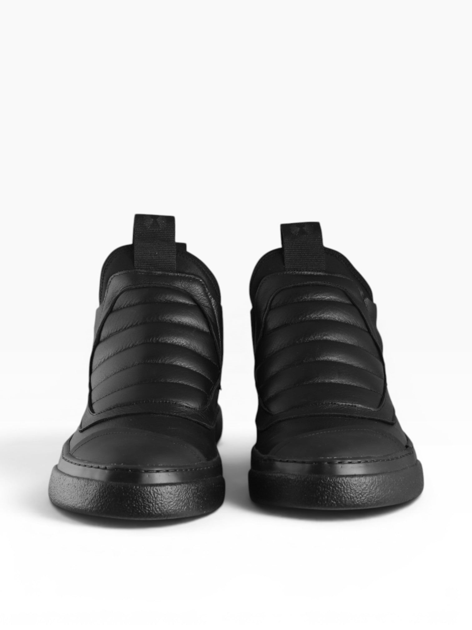 Sneaker slip on uomo in pelle nera fondo nero - DAMPER