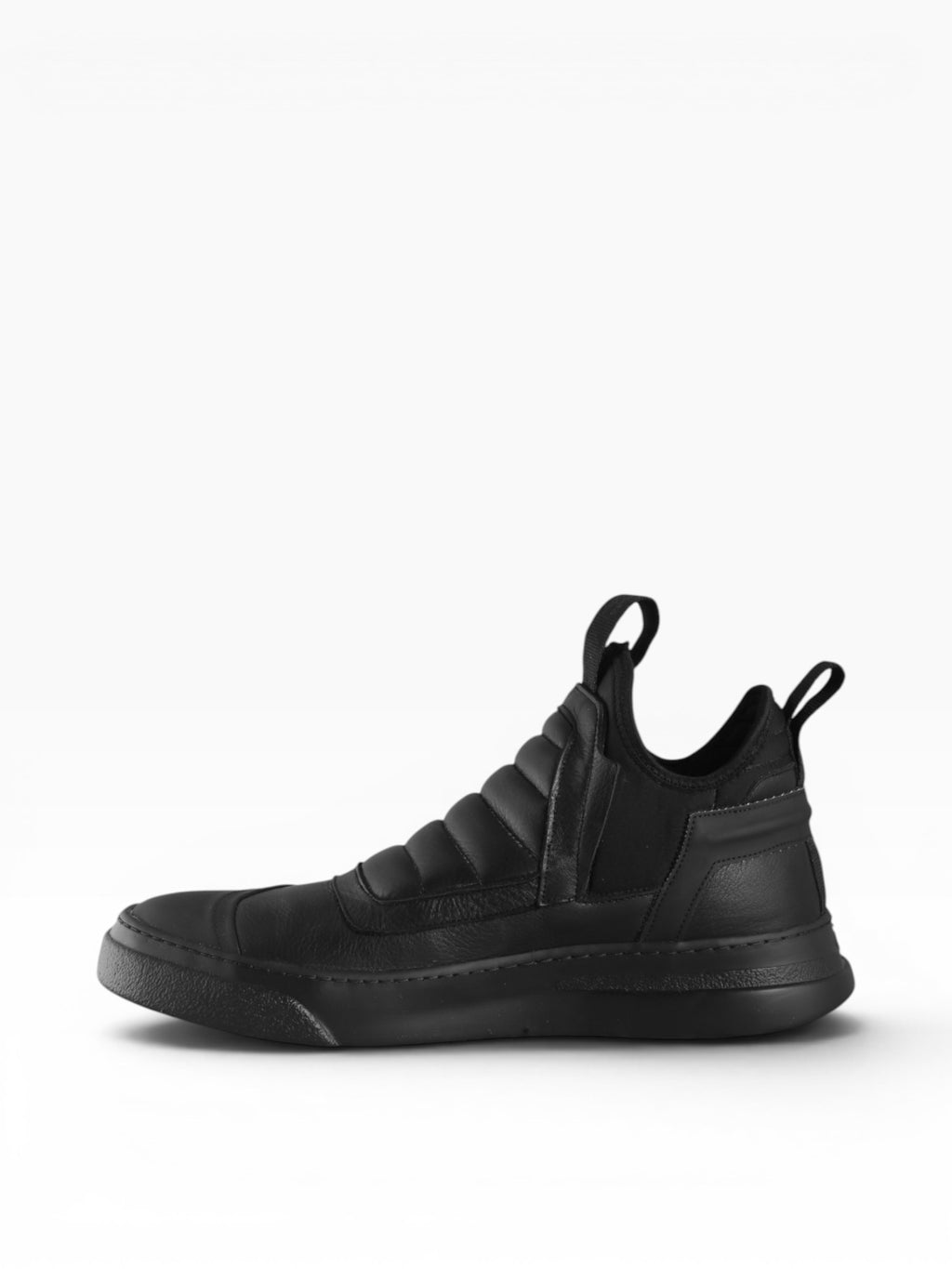 Sneaker slip on uomo in pelle nera fondo nero - DAMPER