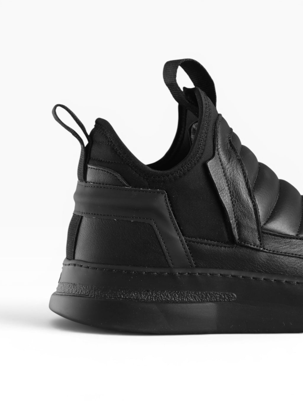 Sneaker slip on uomo in pelle nera fondo nero - DAMPER