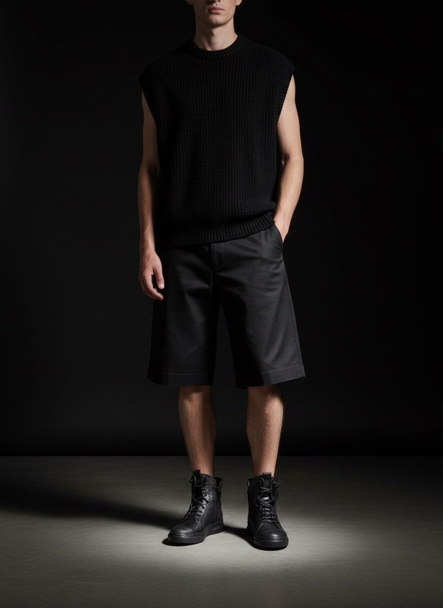 Sneaker mid boots uomo in pelle nera con doppia zip fondo nero - JOSEPH