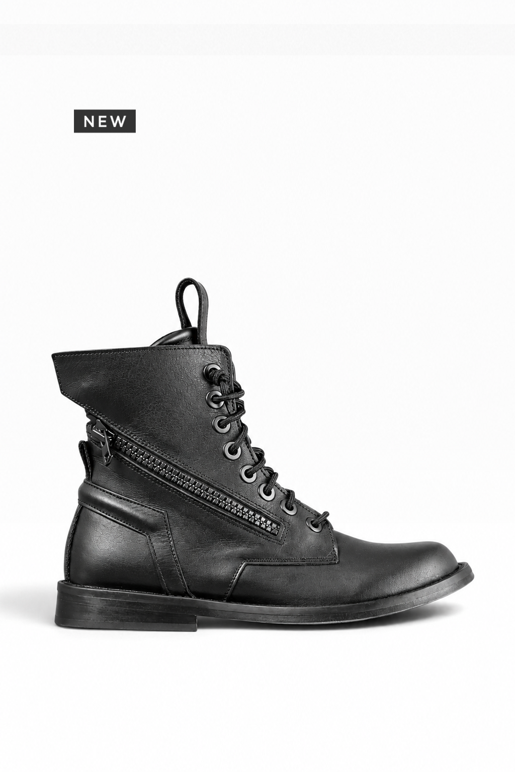 GRUNGE – Stivaletto donna in pelle nera fondo cuoio